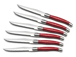 Conjunto de 6 facas de carne Laguiole Tradition Rouge
