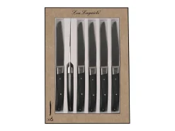 Conjunto de 6 facas de carne Lou Laguiole Pro lâmina serrilhada 11,5 cm em aço MoV