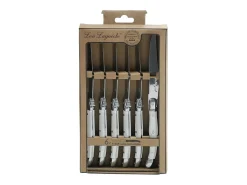 Conjunto de 6 facas de carne Lou Laguiole Rustic em aço temperado com mitres em aço inoxidável
