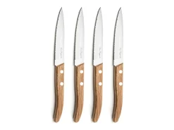 Conjunto de 4 facas de cozinha Laguiole Forest em madeira natural com rebites de alumínio