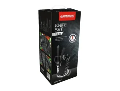 Conjunto de 8 facas em aço inoxidável com suporte de acrílico-Preto Herzberg HG-MSN8BLK