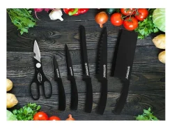 Conjunto de 8 facas em aço inoxidável com suporte de acrílico-Preto Herzberg HG-MSN8BLK