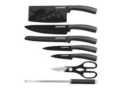 Conjunto de 8 facas em aço inoxidável com suporte de acrílico - Herzberg HG-MSN8CAR
