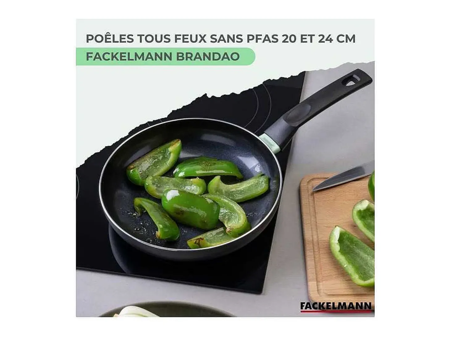 Conjunto de 2 frigideiras de indução Fackelmann Brandao em alumínio reciclado com revestimento cerâmico antiaderente Ø20 e 24 cm sem PFAS