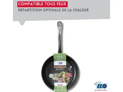 Conjunto de 3 Frigideiras em Aço Inoxidável 18/10 ELODUR® sem PFAS Ø24-28-32 cm com Tampas de Vidro – Todos os Fogões, Indução, Fundo Capsulado Eco