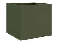 Conjunto de 2 jardineiras elevadas para plantas flores jardim e terraços verde-oliva 32 x 30 x 29 cm aço verde 02_0039080