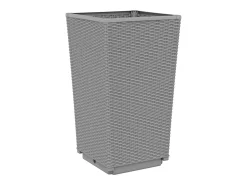 Conjunto de 4 jardineiras elevadas para plantas flores jardim e pátio transparentes 32,5 x 32,5 x 57 cm polipropileno cinza 02_0039115