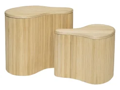Conjunto de 2 mesas de apoio, caixas orgânicas rotim A45 cm x A33,5 cm cor natural MARSA