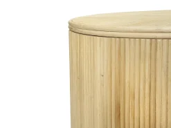 Conjunto de 2 mesas de apoio com arrumação redondas rotim D44 e D50 cor natural GABES