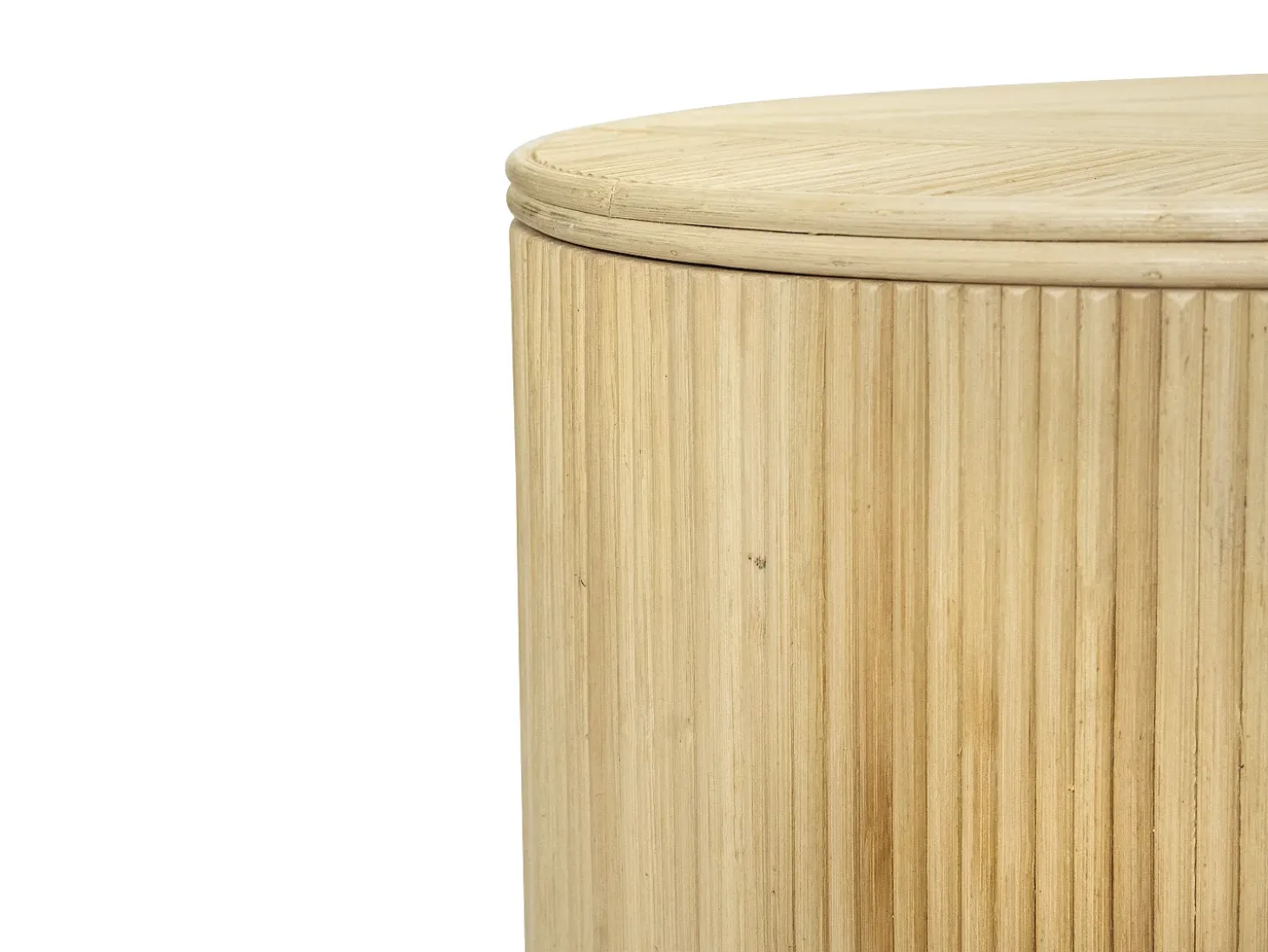 Conjunto de 2 mesas de apoio com arrumação redondas rotim D44 e D50 cor natural GABES