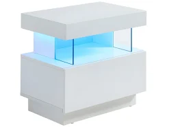 Conjunto de 2 mesas de cabeceira com gaveta e nicho com LEDs, em MDF lacado branco - FABIO II