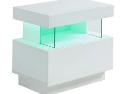 Conjunto de 2 mesas de cabeceira com gaveta e nicho com LEDs, em MDF lacado branco - FABIO II
