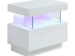 Conjunto de 2 mesas de cabeceira com gaveta e nicho com LEDs, em MDF lacado branco - FABIO II
