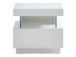 Conjunto de 2 mesas de cabeceira com gaveta e nicho com LEDs, em MDF lacado branco - FABIO II