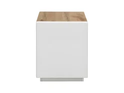 Conjunto de 2 mesas de cabeceira gaveta e prateleira MDF lacado a branco e natural AMANI