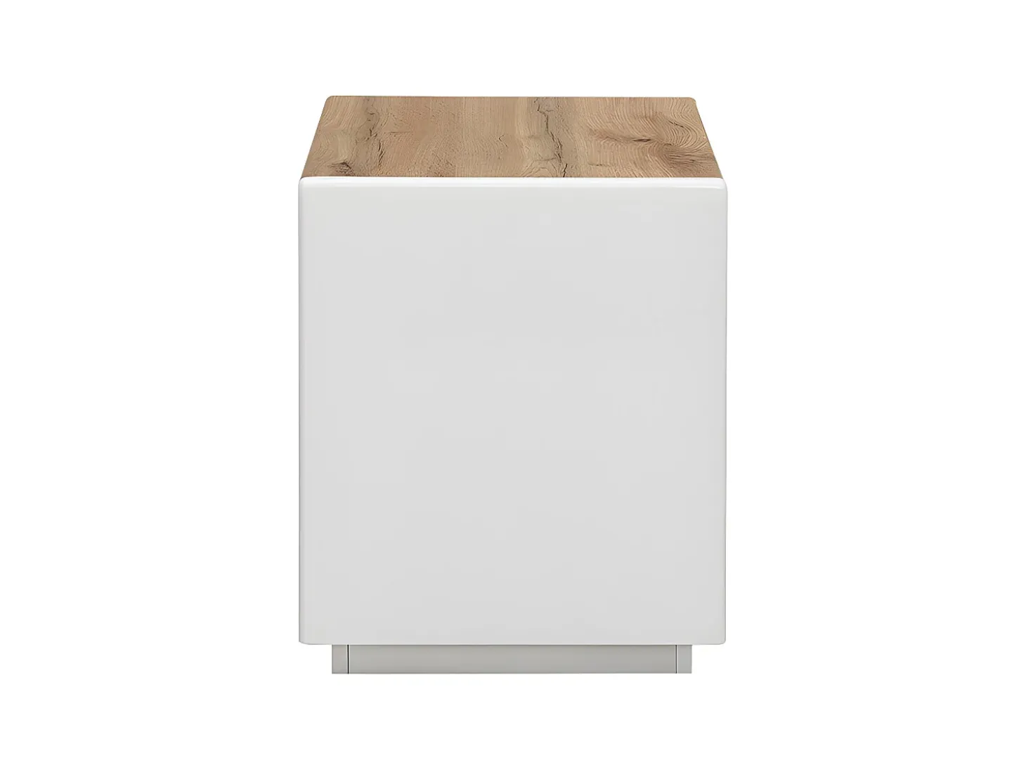 Conjunto de 2 mesas de cabeceira gaveta e prateleira MDF lacado a branco e natural AMANI