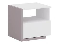 Conjunto de 2 mesas de cabeceira com 1 gaveta e 1 nicho branco e taupe - NAPOLI II