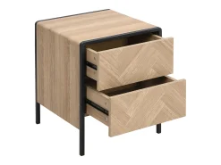 Conjunto de 2 mesas de cabeceira com 2 gavetas MDF cor natural e preto TUMACO