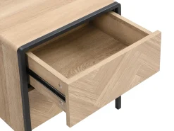 Conjunto de 2 mesas de cabeceira com 2 gavetas MDF cor natural e preto TUMACO
