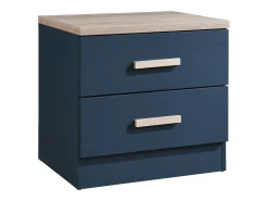 Conjunto de 2 mesas de cabeceira com 2 gavetas cor azul e natural - SKAIDO
