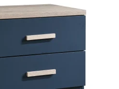 Conjunto de 2 mesas de cabeceira com 2 gavetas cor azul e natural - SKAIDO
