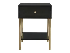 Conjunto de 2 mesas de cabeceira, 1 gaveta MDF e metal preto e dourado MILAVIA