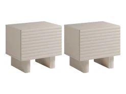 Conjunto de 2 mesas de cabeceira com 1 porta em MDF bege - LUDIMA