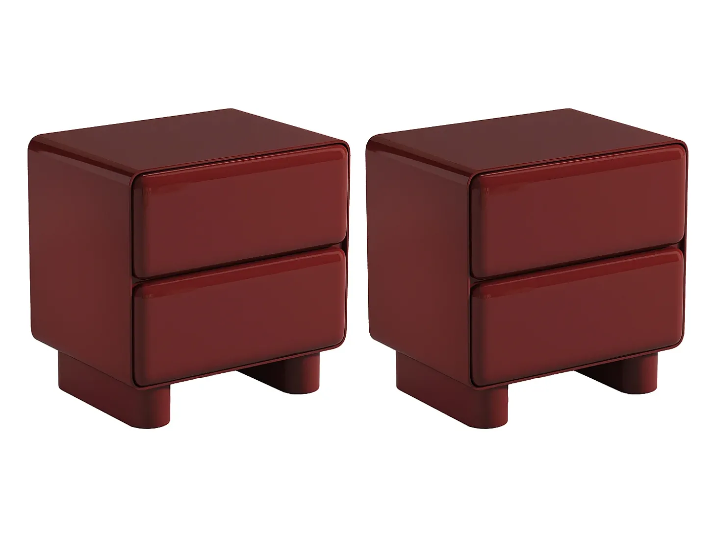 conjunto de 2 mesas de cabeceira com 2 gavetas mdf bordeaux lacado - AUNELA