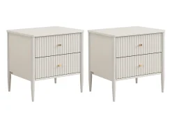 Conjunto de 2 mesas de cabeceira 2 gavetas MDF bege e dourado - CALITARO
