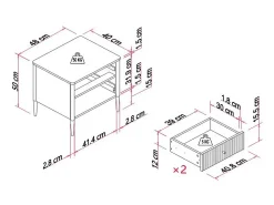 Conjunto de 2 mesas de cabeceira 2 gavetas MDF bege e dourado - CALITARO