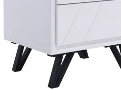 Conjunto de 2 mesas de cabeceira 2 gavetas e LEDs, MDF lacado a branco - SALIANO