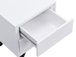Conjunto de 2 mesas de cabeceira 2 gavetas e LEDs, MDF lacado a branco - SALIANO