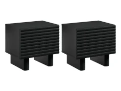 Conjunto de 2 mesas de cabeceira com 1 porta em MDF preto - LUDIMA