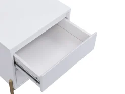 Conjunto de 2 mesas de cabeceira, 2 gavetas MDF e metal lacado a branco e dourado KORASA