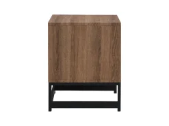 Conjunto de 2 mesas de cabeceira, 1 com gaveta e 1 com prateleira aberta, em MDF e aço, nas cores natural e preta - CARATANA