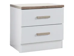 Conjunto de 2 mesas de cabeceira com 2 gavetas branco e natural SKAIDO