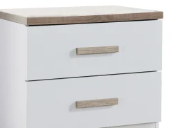Conjunto de 2 mesas de cabeceira com 2 gavetas branco e natural SKAIDO
