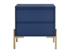 Conjunto de 2 mesas de cabeceira, 2 gavetas MDF e metal lacado a azul e dourado KORASA
