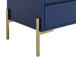 Conjunto de 2 mesas de cabeceira, 2 gavetas MDF e metal lacado a azul e dourado KORASA