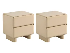 conjunto de 2 mesas de cabeceira com 2 gavetas mdf bordô lacado - AUNELA