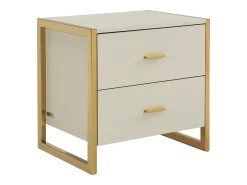 Conjunto de 2 mesas de cabeceira, 2 gavetas MDF bege e dourado OMBRELIA de Pascal Morabito