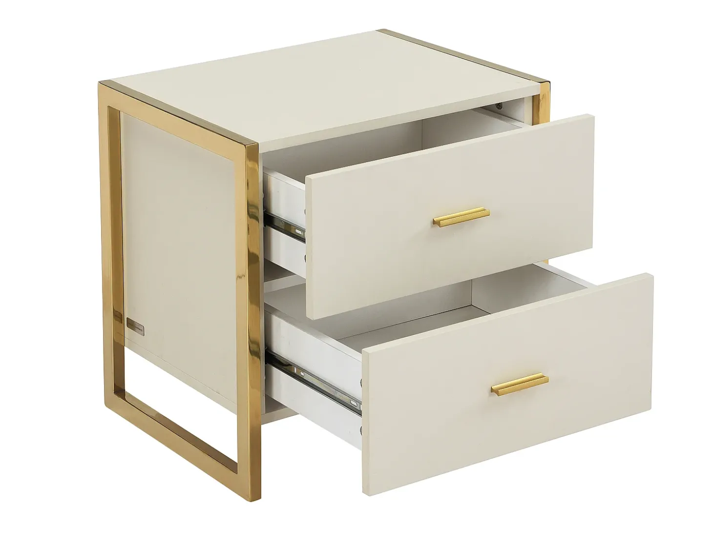 Conjunto de 2 mesas de cabeceira, 2 gavetas MDF bege e dourado OMBRELIA de Pascal Morabito