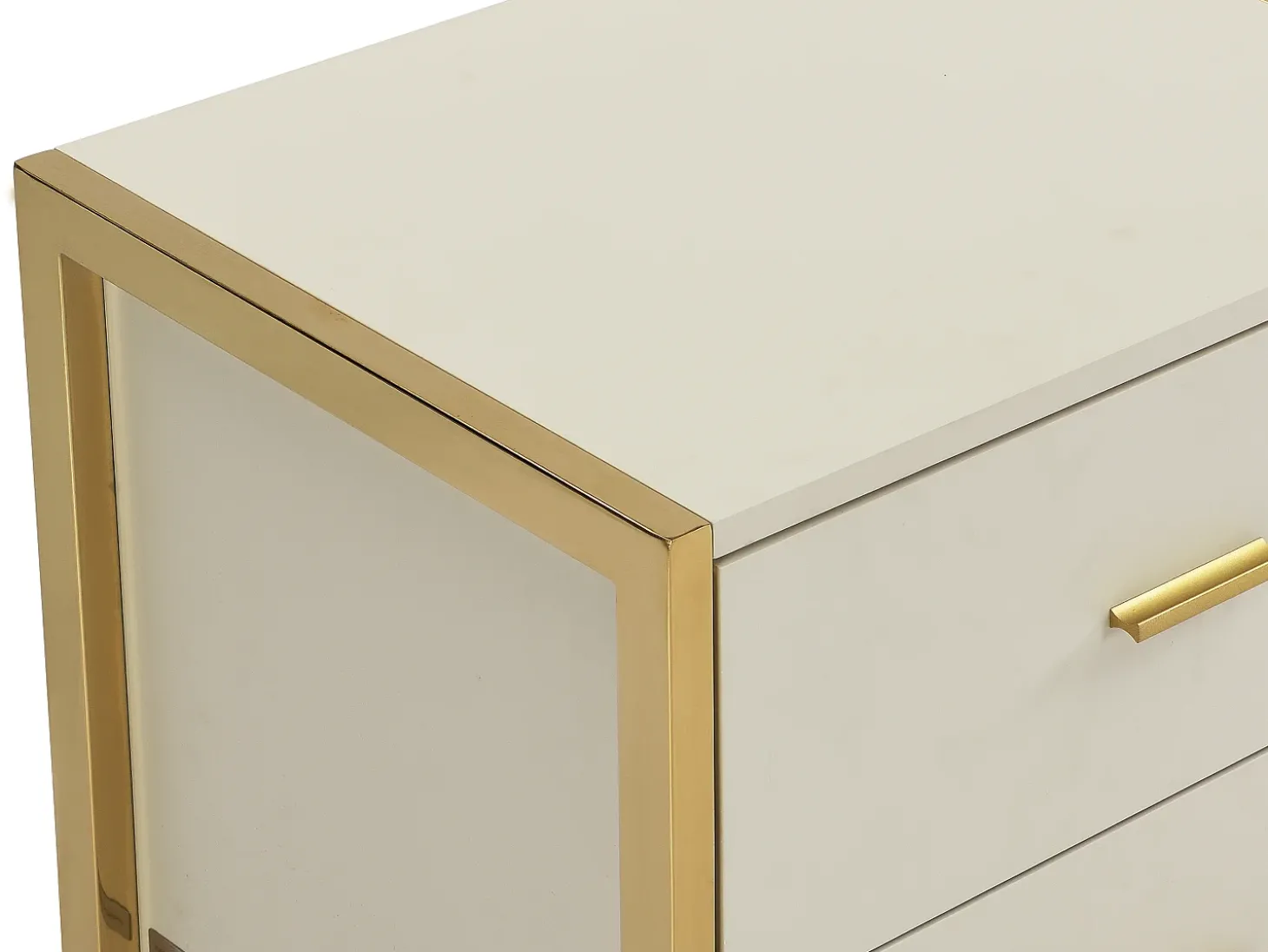 Conjunto de 2 mesas de cabeceira, 2 gavetas MDF bege e dourado OMBRELIA de Pascal Morabito