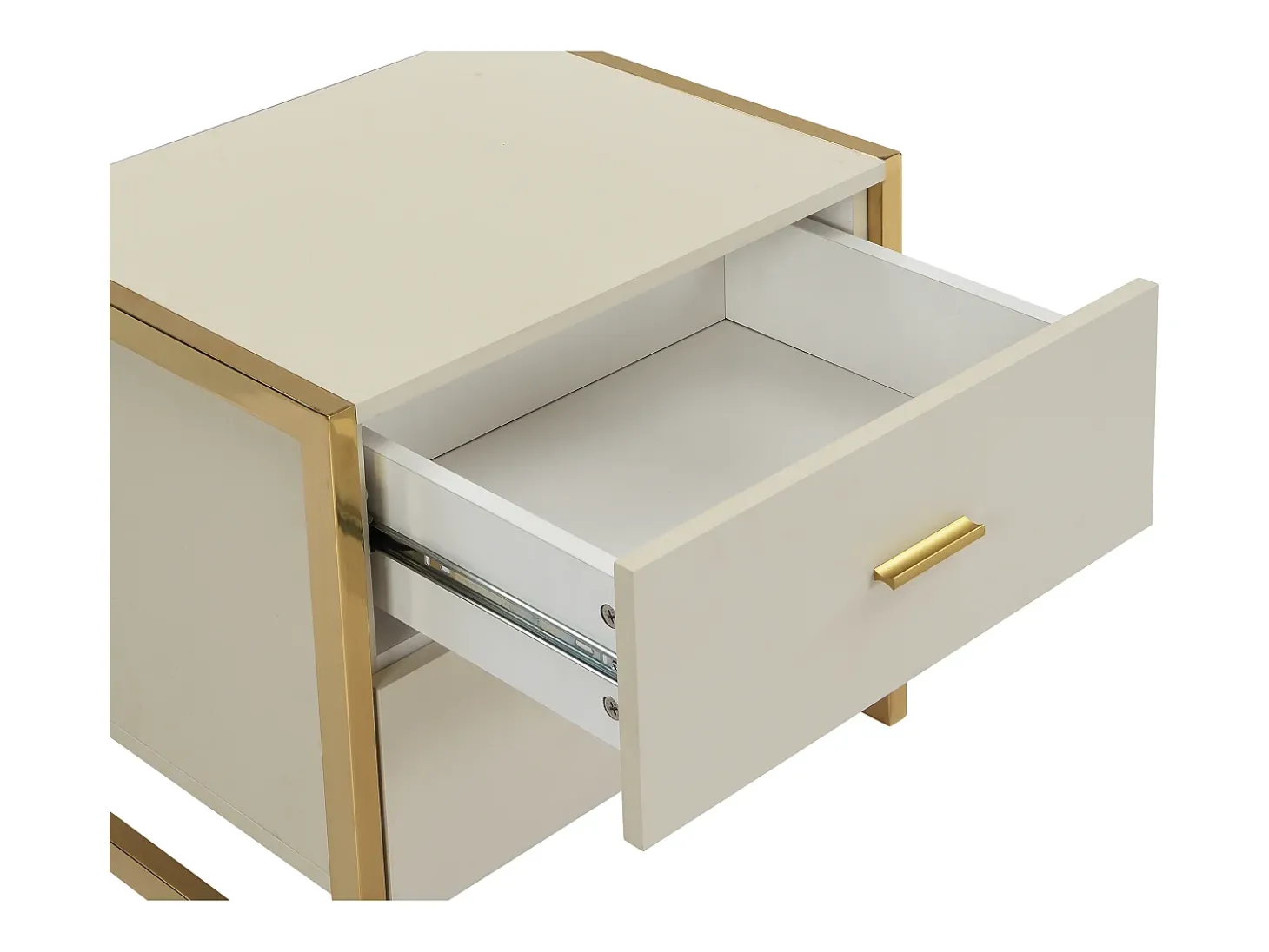 Conjunto de 2 mesas de cabeceira, 2 gavetas MDF bege e dourado OMBRELIA de Pascal Morabito