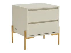 Conjunto de 2 mesas de cabeceira 2 gavetas MDF e metal bege e dourado - KORASA