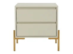 Conjunto de 2 mesas de cabeceira 2 gavetas MDF e metal bege e dourado - KORASA