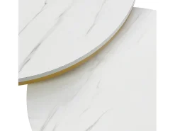 Conjunto de 2 mesas de centro encaixáveis com padrão de mármore e gaveta - 70 x 70 x 48 cm + 50 x 50 x 43,5 cm - MDF - Branco