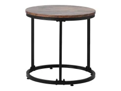 Conjunto de 2 mesas de centro encaixáveis, mesa lateral redonda em MDF, folheado marmorizado, estilo industrial, marrom