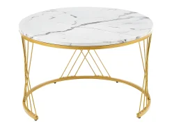 Conjunto de 2 mesas de encastrar - folheado com padrão mármore - estrutura dourada - Branco