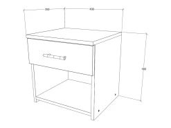 Conjunto de 2 mesinhas de cabeceira haaus Leco, 1 gaveta, Branco/Azul, 40 x 35 x 40 cm